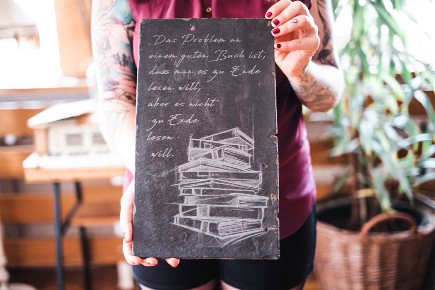 Schieferplatte “BOOKS” 20x35cm