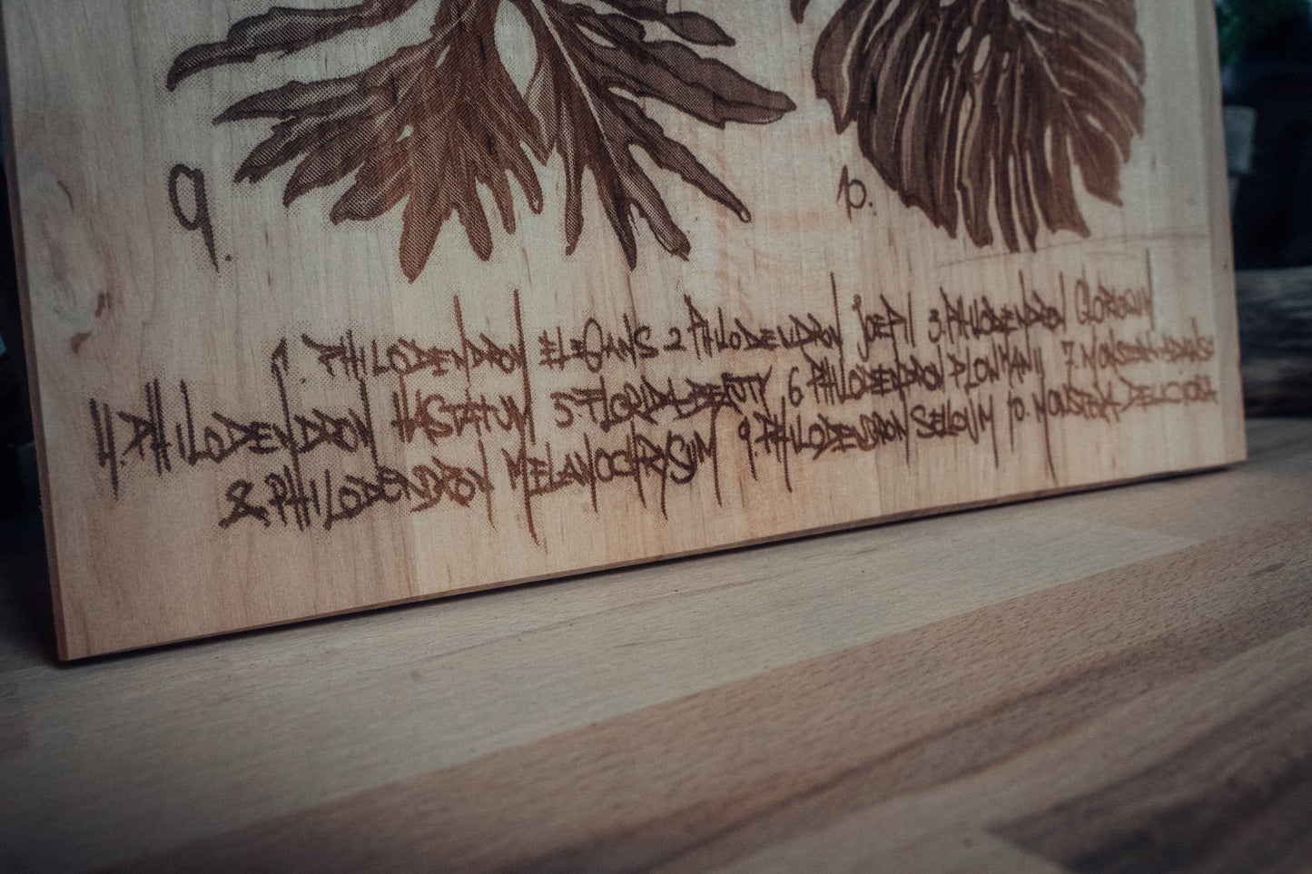 Holzgravur "PHILODENDRON" 30x45cm