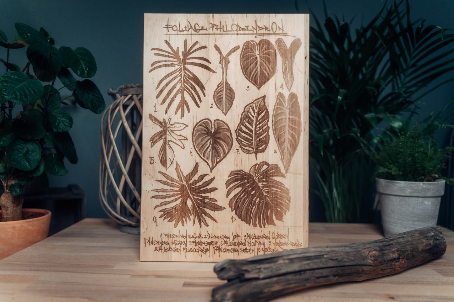Holzgravur "PHILODENDRON" 30x45cm