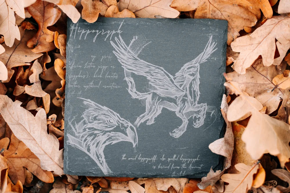 Schieferplatte SET “HIPPOGRYPH / PHOENIX” 15x15cm