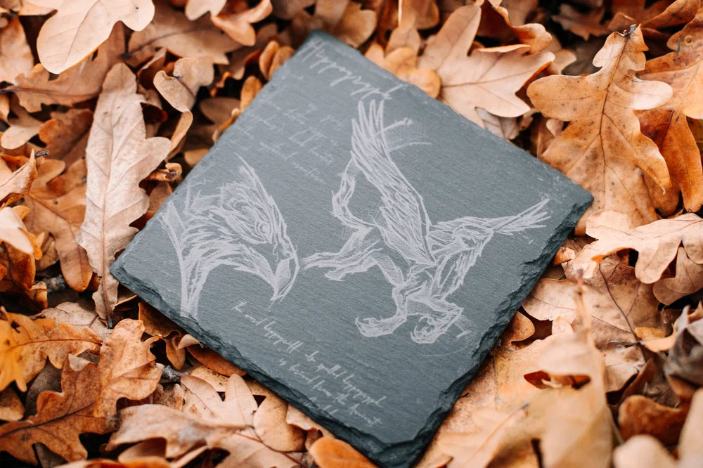 Schieferplatte SET “HIPPOGRYPH / PHOENIX” 15x15cm