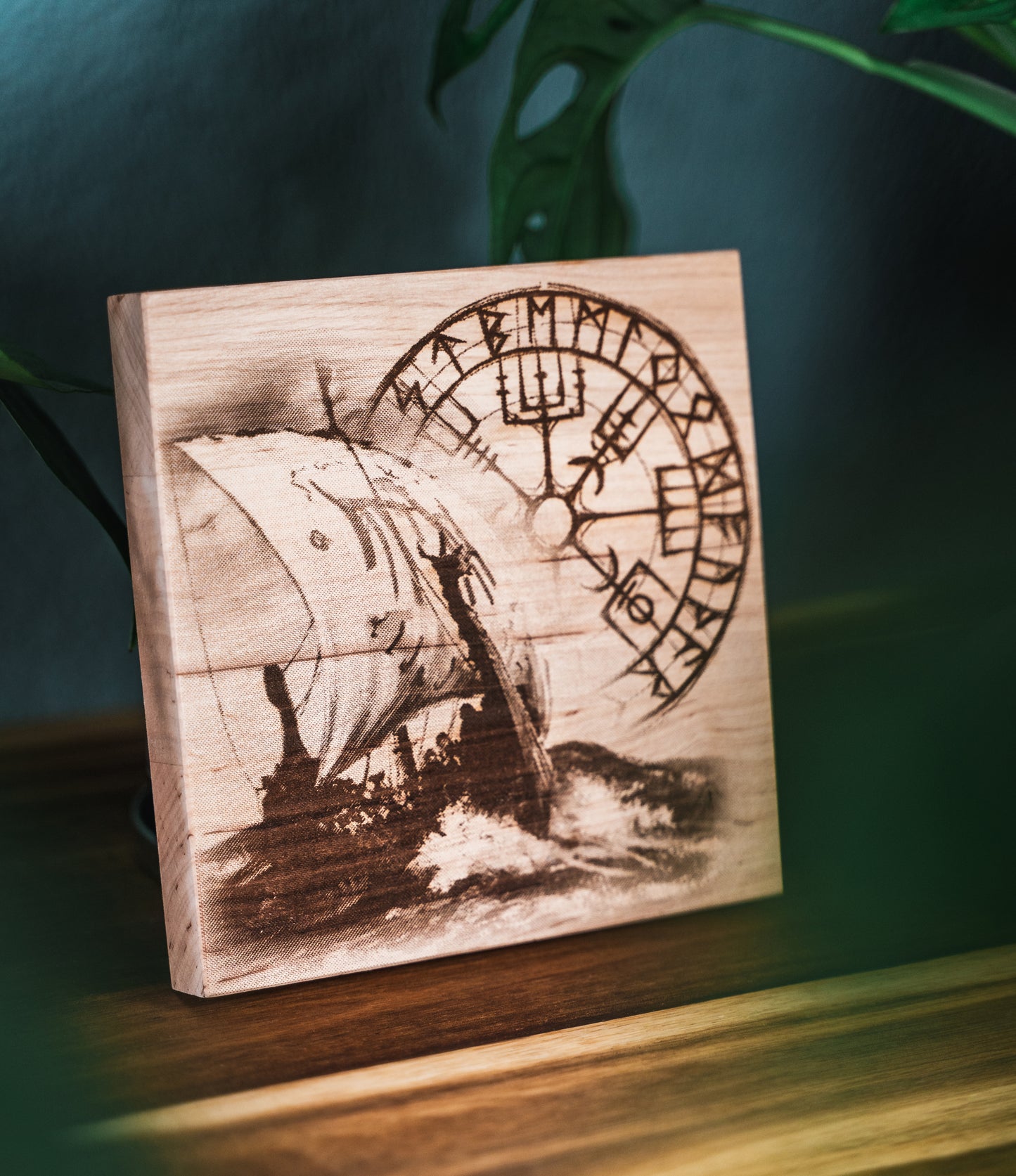 Holzplatten "Viking - Vegvisir" 15x15cm