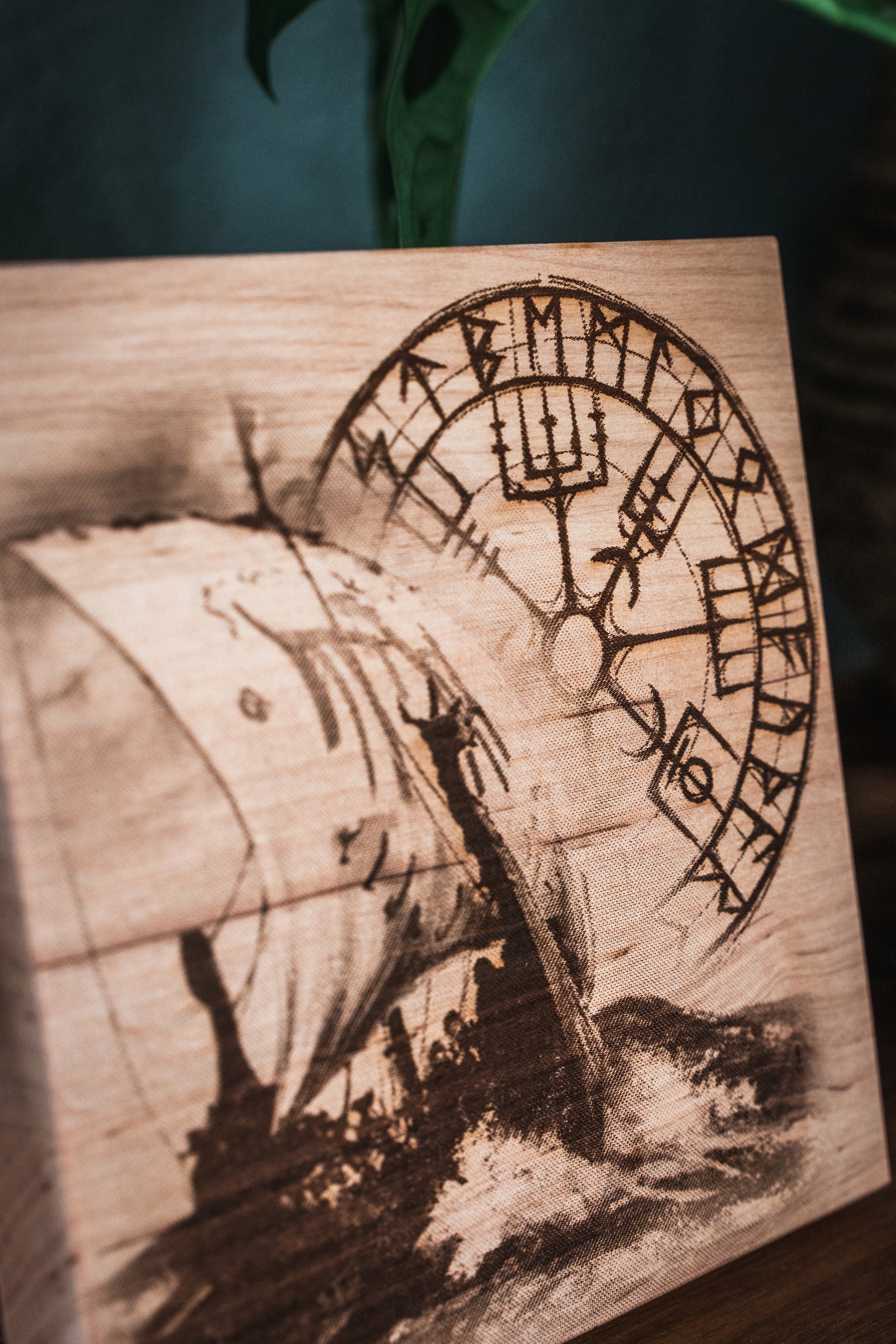 Holzplatten "Viking - Vegvisir" 15x15cm